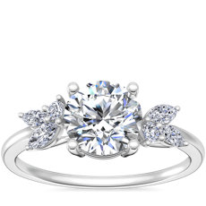 Marquise and Round Cluster Array Diamond Engagement Ring in 18k White Gold